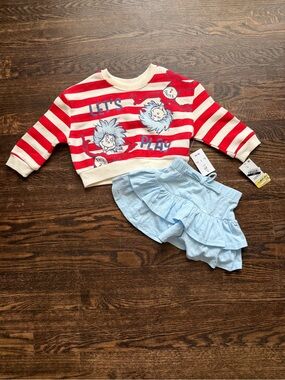 Dr. Seuss Thing 1 & Thing 2 Toddler Girls Striped Sweatshirt & Skirt